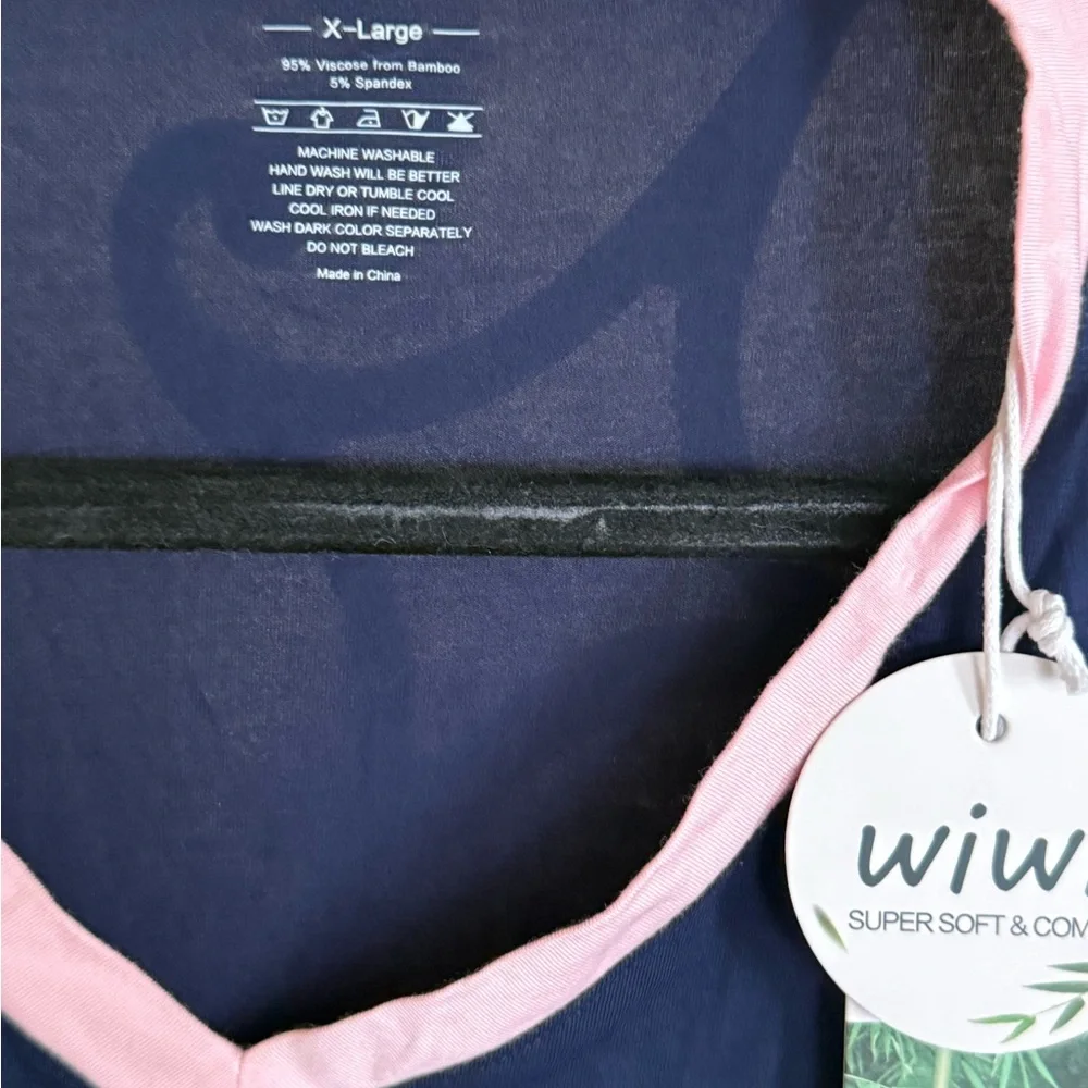Women's Navy and Pink Pajama Top